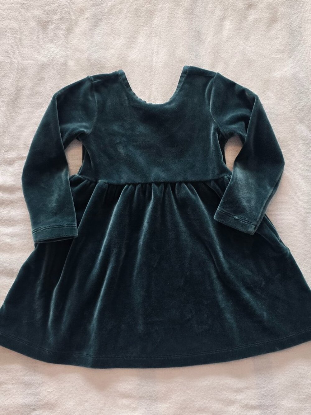 2T Hanna Andersson Green Velour Skater Dress